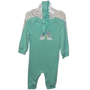 Carter's Green and White cozy 2 onesies set size 6 months NWT